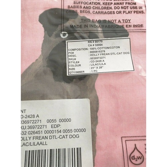 ANTHROPOLOGIE Tea Dish Kitchen Towel Black Pug Collie Dog Cat Farm Stitching - Picture 5 of 5